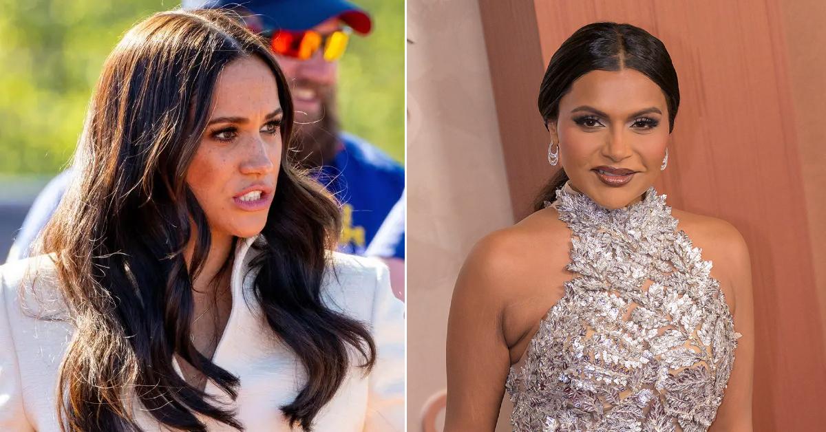 Photo of Meghan Markle; picture of Mindy Kaling.