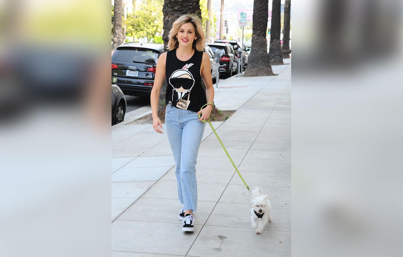 Ashley Roberts Walks her Dog