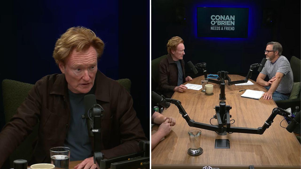 Image of Conan O’Brien praised Adam Sandler who became an officiant for Taylor Swift and Travis Kelce wedding ceremony.