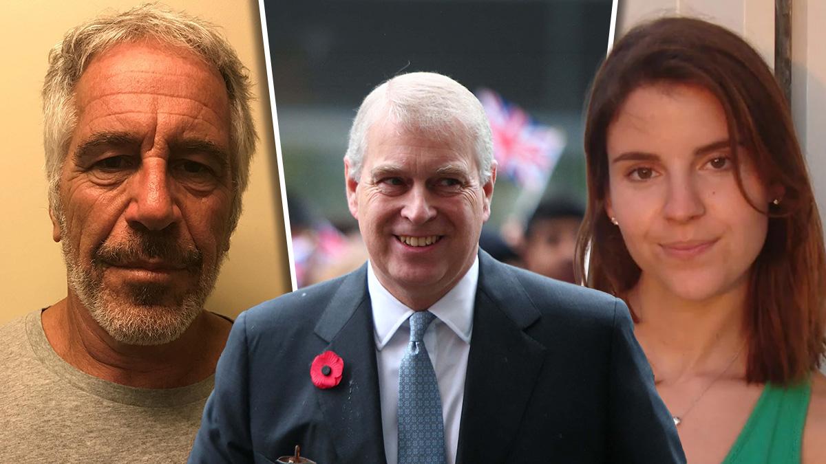 Composite photo of Jeffrey Epstein, ex-Prince Andrew and Sarah Kellen