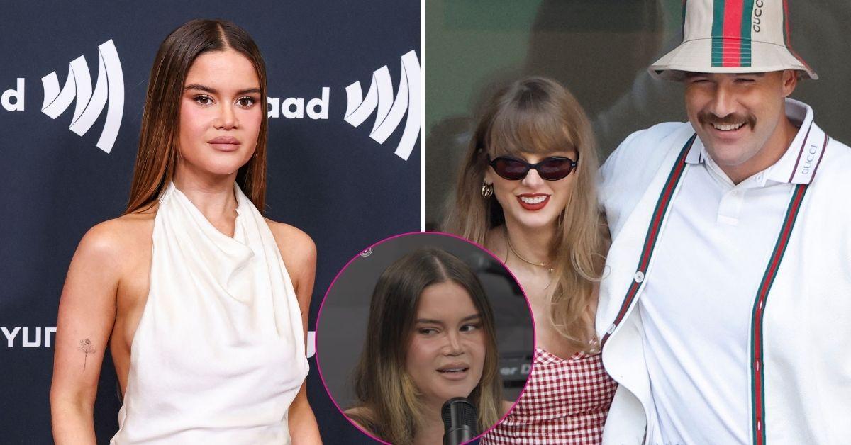 split photo of Maren Morris, Taylor Swift & Travis Kelce