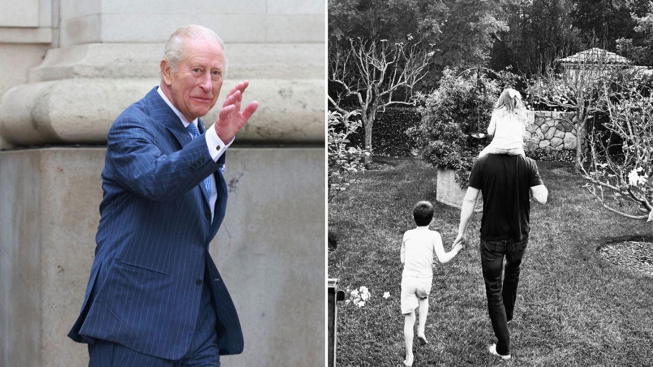 image of Prince Archie and Princess Lilibet reunited with King Charles at Highgrove House after four years apart.