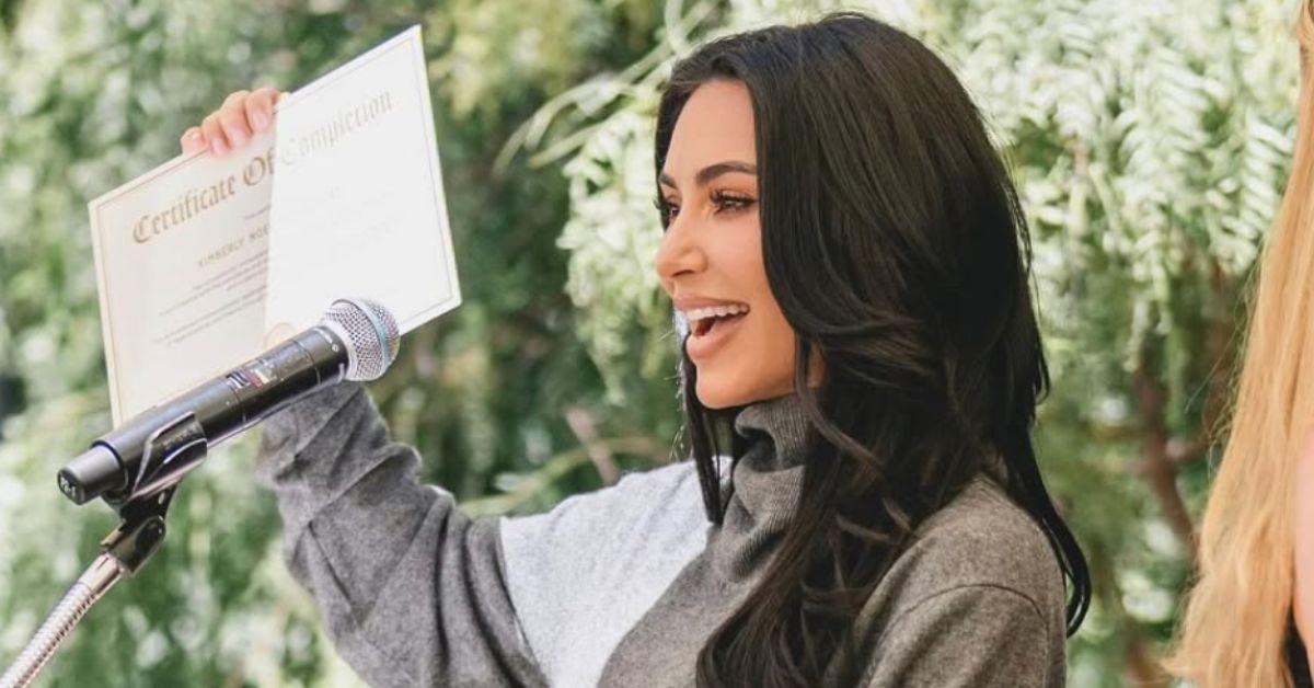 Image of Kim Kardashian is awaiting the results of her bar exam.