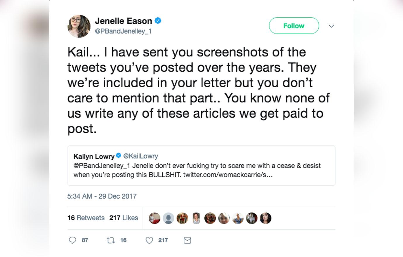 kailyn lowry Jenelle evans twitter war cease desist 03