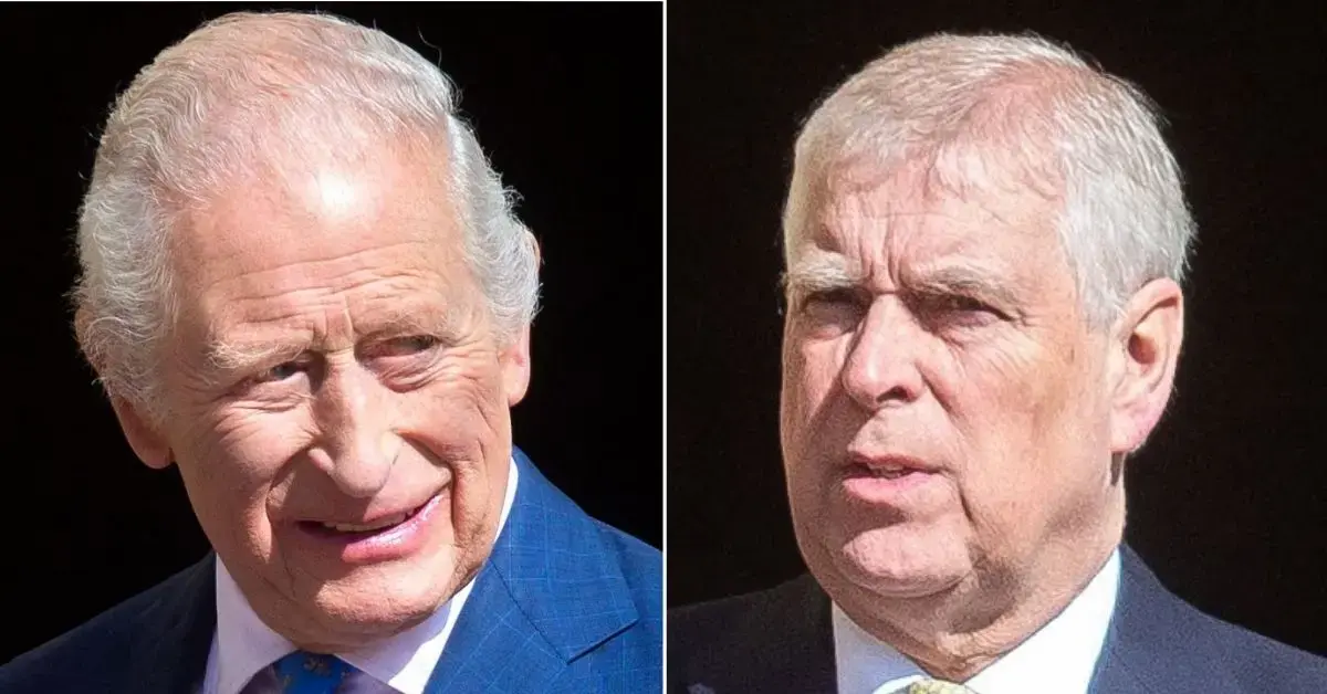 Split photo of King Charles and ex-Prince Andrew