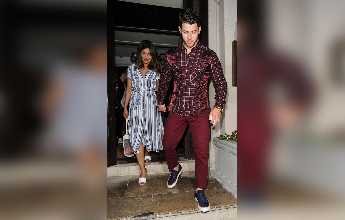 Joe Jonas and his girlfriend Sophie Turner join Nick Jonas and his girlfriend Priyanka Chopra in celebrating her birthday at 34 restaurant, and then the Ritz casino in Mayfair