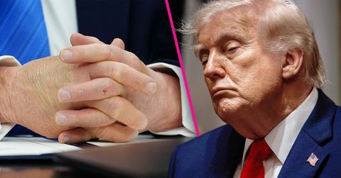 Composite photo of Donald Trump and his hands.
