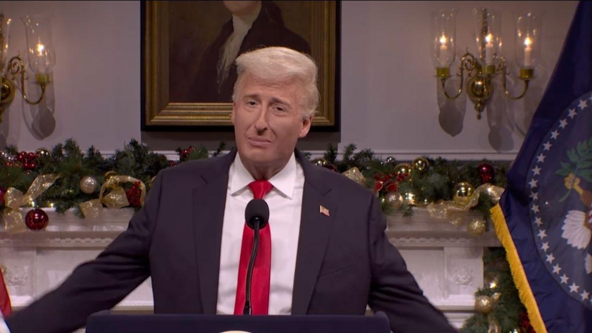 Image of James Austin Johnson opened the show with his Donald Trump impersonation.