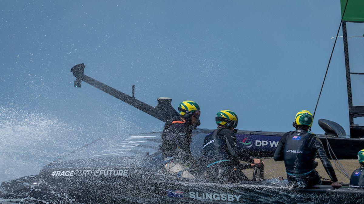 sailgp welcomed ryan reynolds for a high speed sail aboard the australian f
