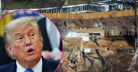 Composite photo of Donald Trump and construction at the White House.
