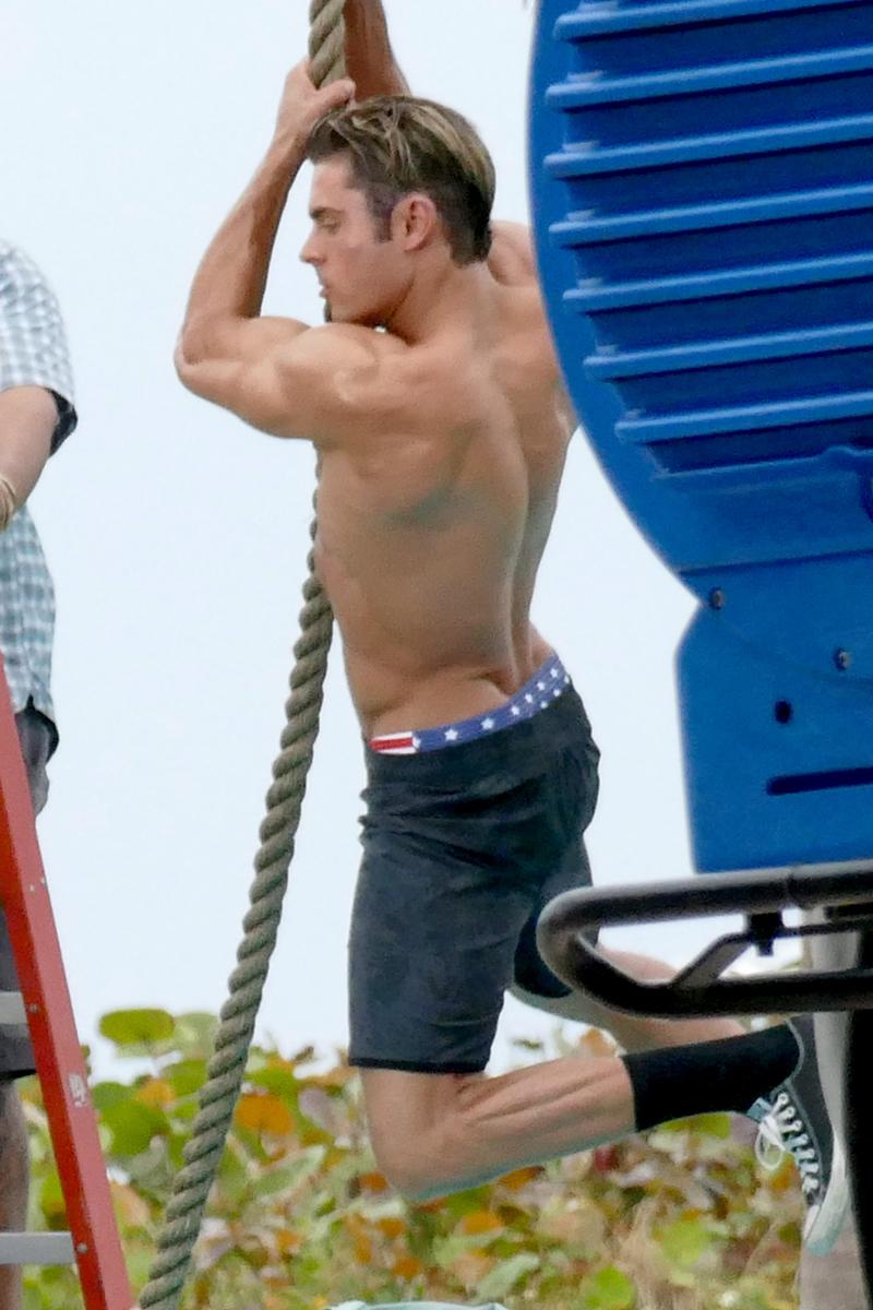 zac efron abs shirtless baywatch movie filming