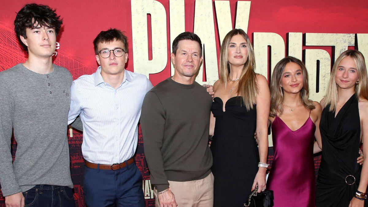 photo of mark wahlberg and wife rhea durham and their four children