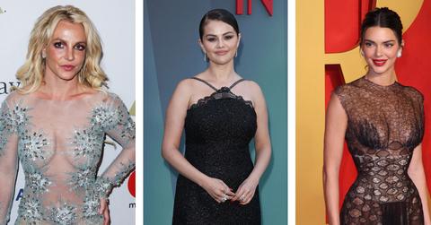 Composite photo of Britney Spears, Selena Gomez and Kendall Jenner.