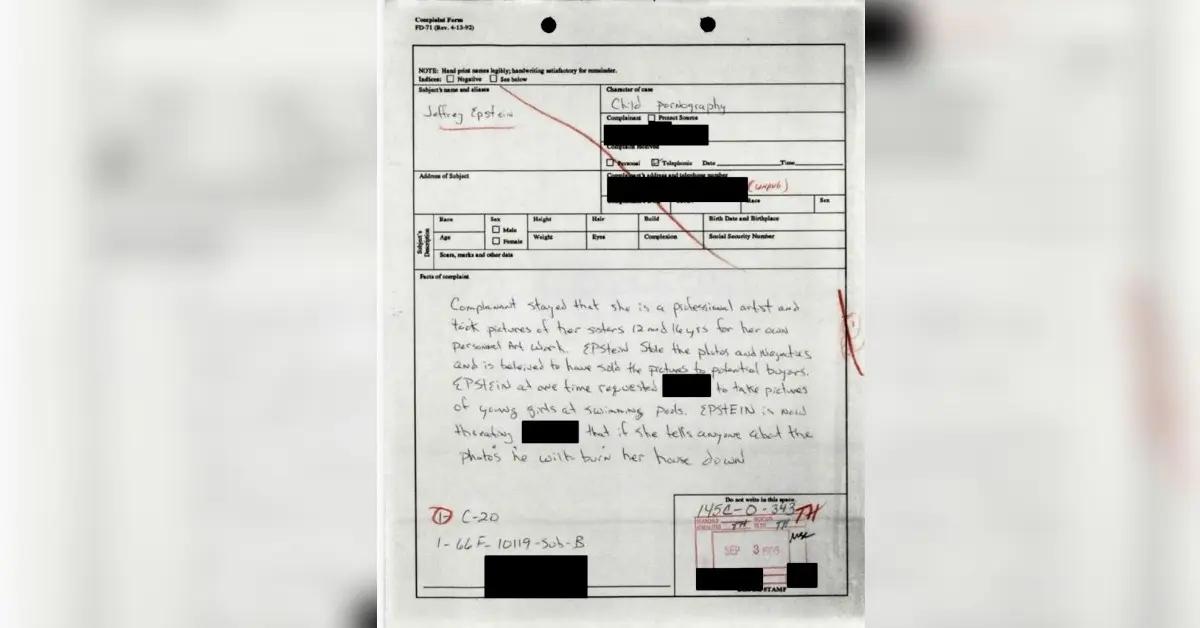 Photo of In 1996, Epstein allegedly threatened to burn down Maria Farmer's house if she told the authorities he stole images of her younger sister.