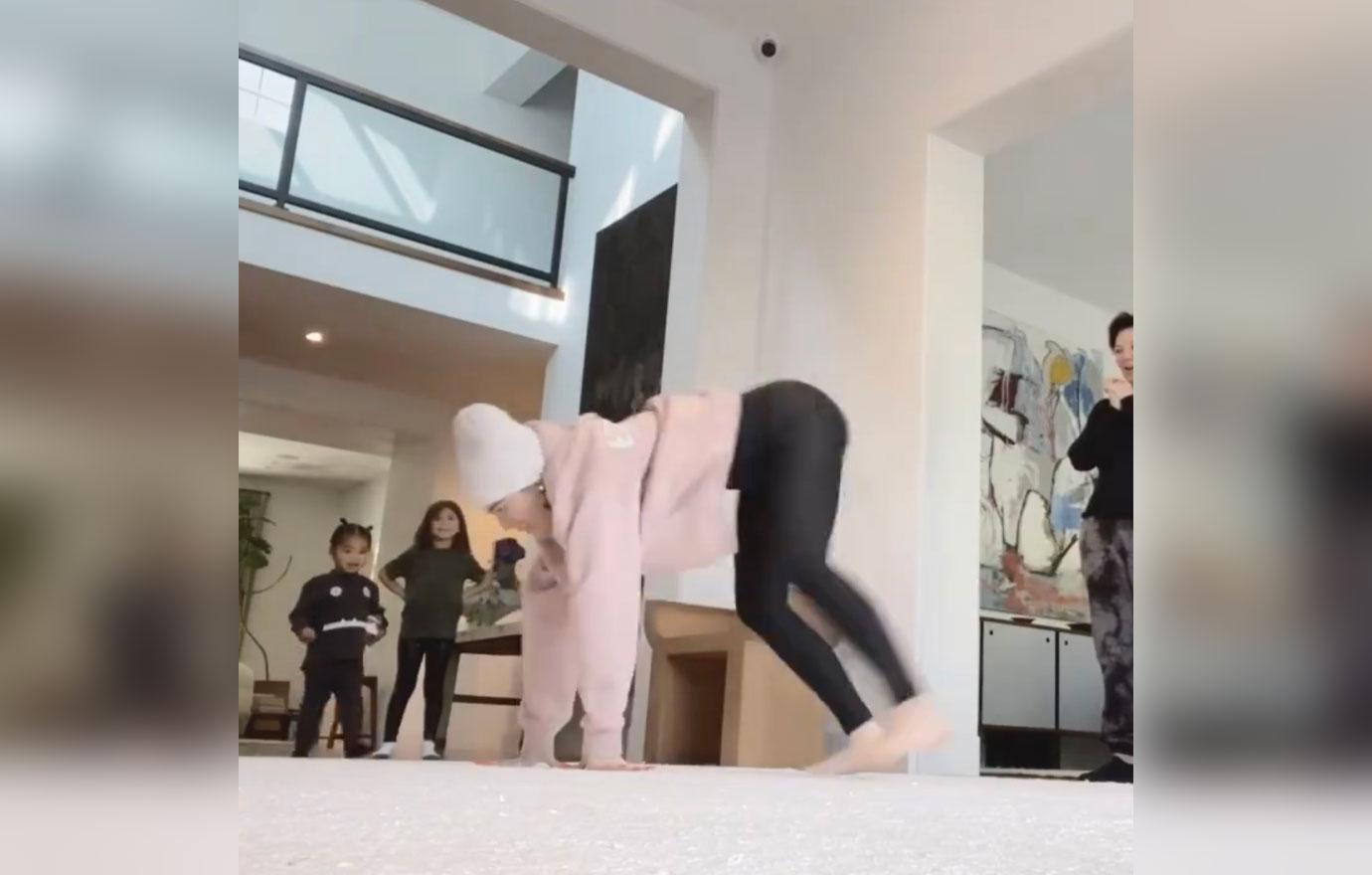 Khloe Kardashian Teaches True How To Do A Cartwheel In Cute Video