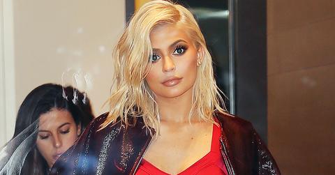 Kylie Jenner out and about in a sizzling red mini skirt and new platinum blonde hair in New York