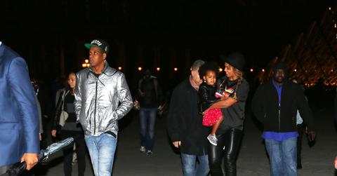 Beyonce Knowles, Jay Z and their daughter Blue Ivy leave Louvres Museum in Paris after a private visit