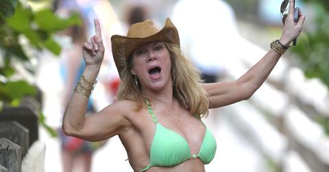 Ramona Singer looks very happy dancing on the boardwalk in Miami Beach