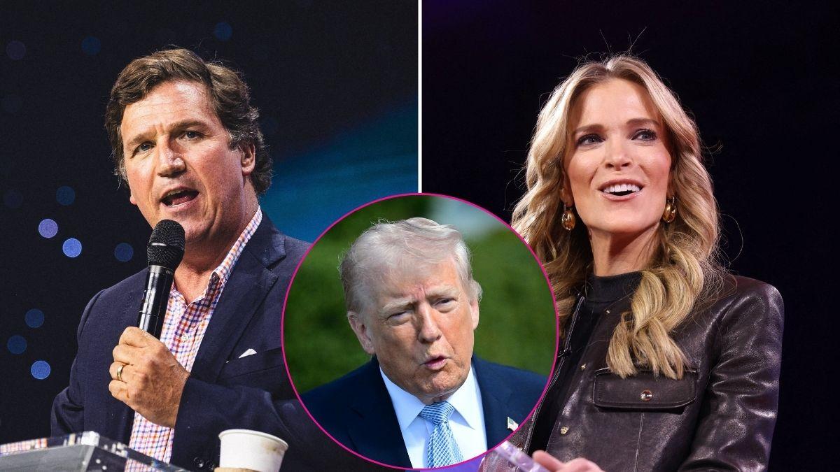Composite photo of Tucker Carlson, Megyn Kelly and Donald Trump.
