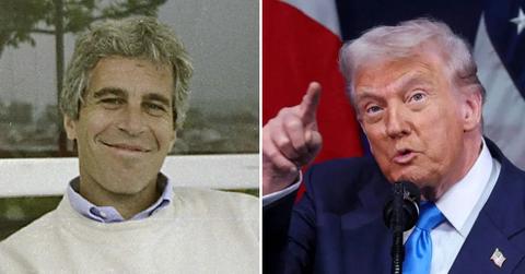 Split photo of Jeffrey Epstein and Donald Trump
