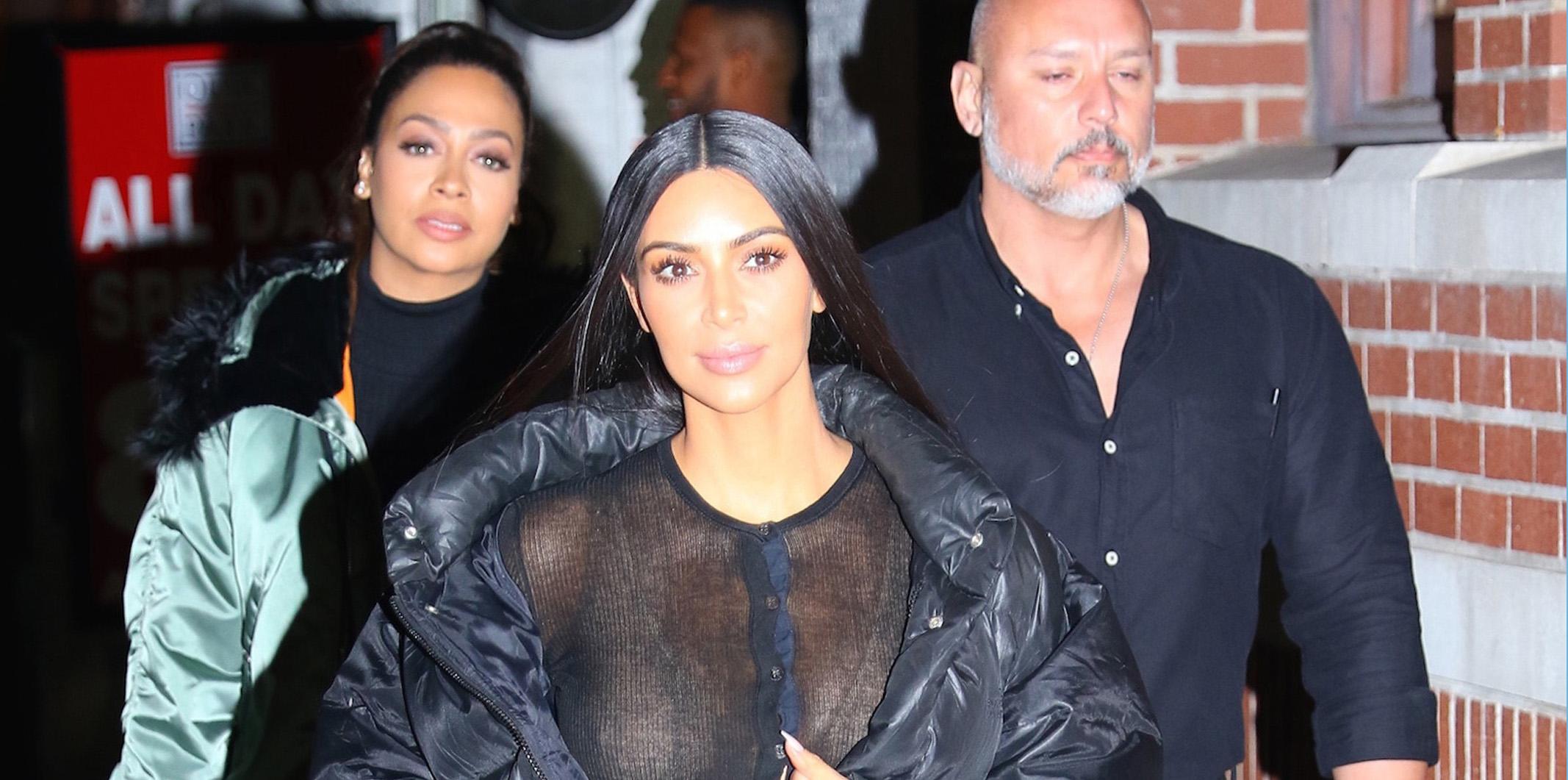 Kim Kardashian struts her stuff in an all black ensemble during New York Fashion Week