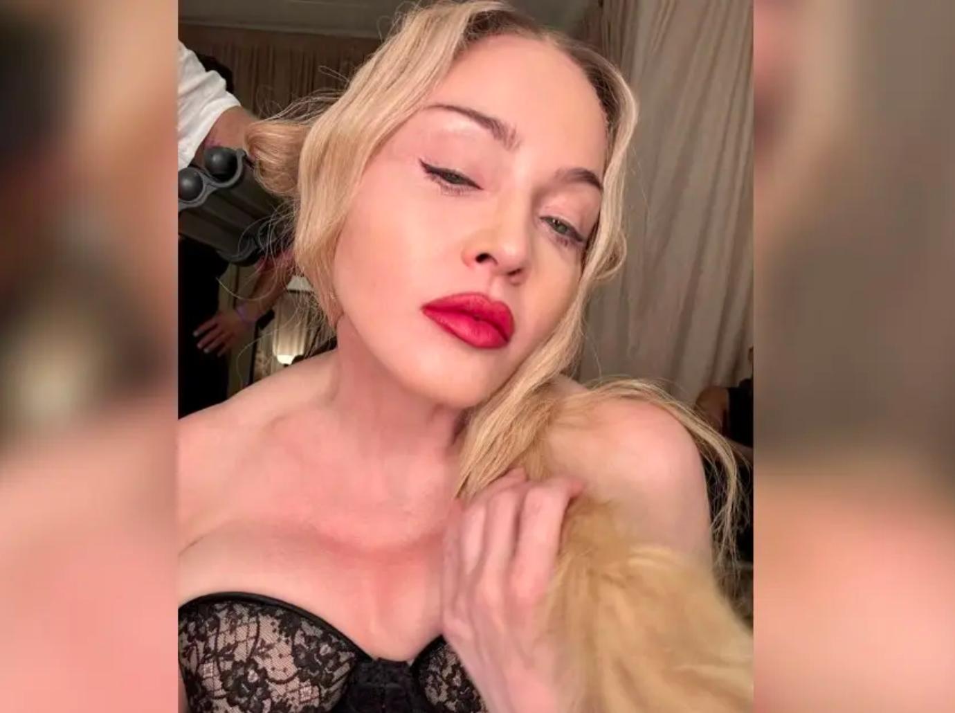 madonna bedridden vomiting uncontrollably recover home hospitalization illness