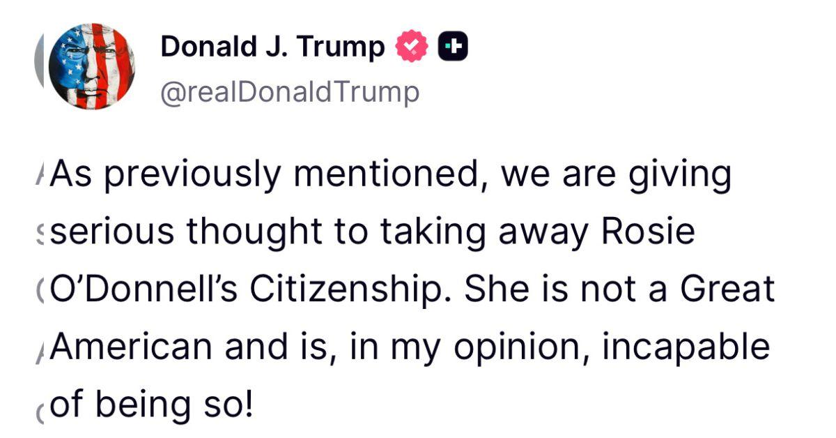photo of The president claimed the comedian is 'incapable' of being a 'great American'