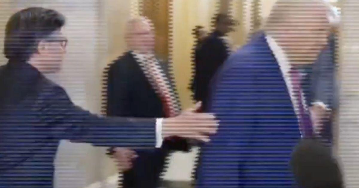 trump walks wrong way mike johnson helps