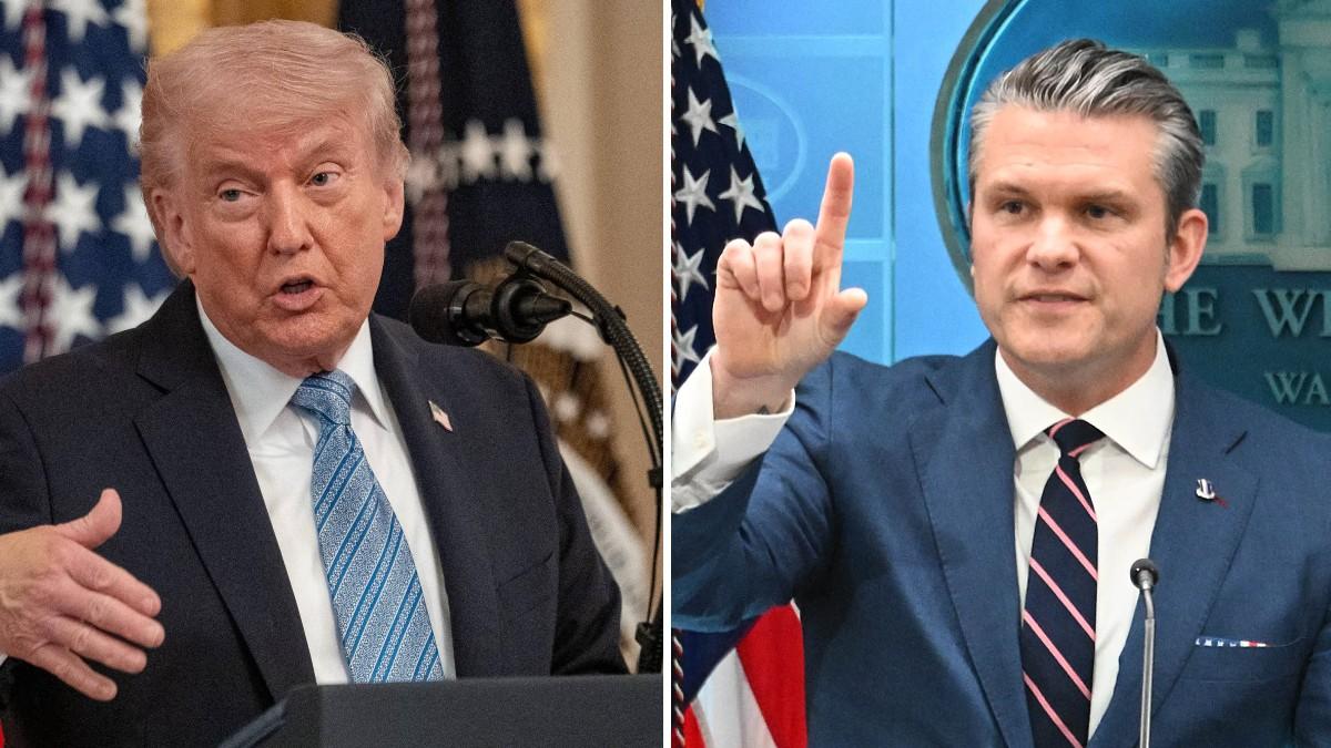 image of Donald Trump praised Pete Hegseth recently. 