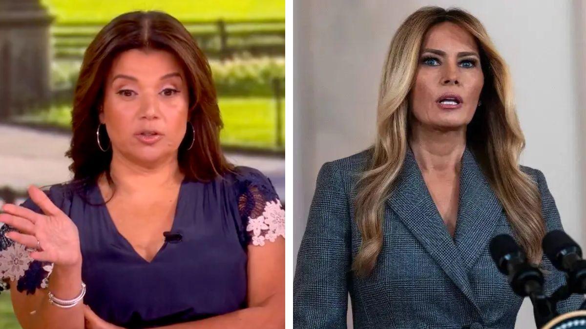 Split photo of Ana Navarro and Melania Trump