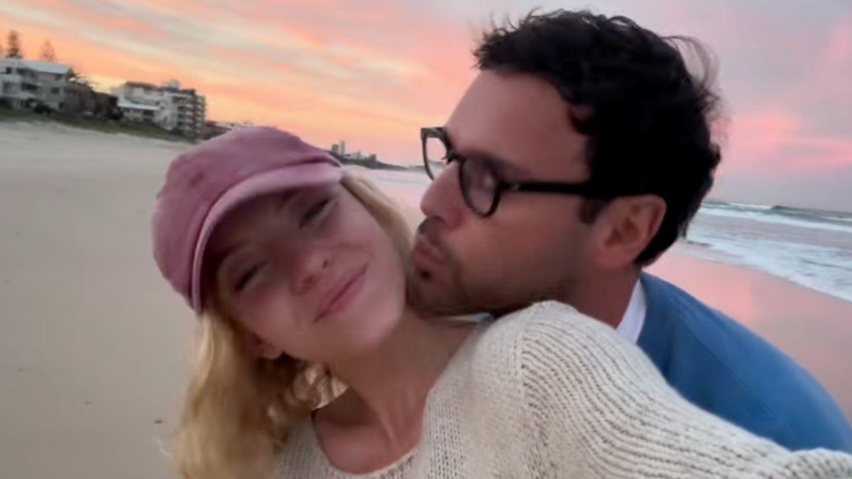 Image of Sydney Sweeney and Scooter Braun enjoyed a romantic stroll on the beach.