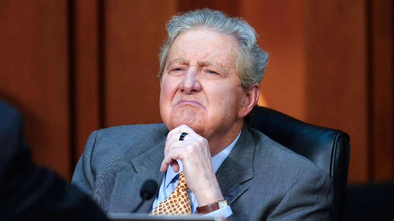 Photo of Senator Kennedy grilled Kash on the new rules. 