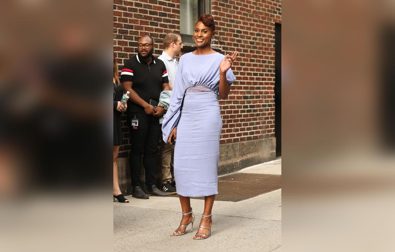 Issa Rae seen arriving at the Stephen Colbert Show in NYC