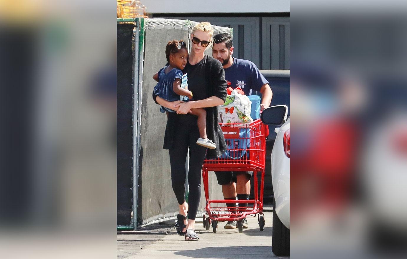 *EXCLUSIVE* Charlize Theron and little August get some shopping done!