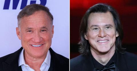 split photo of dr. terry dubrow and jim carrey