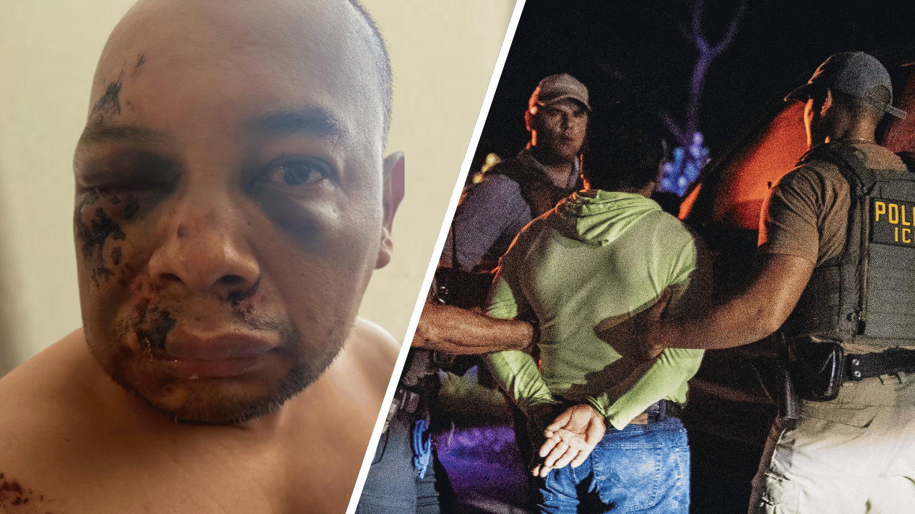 Composite photo of Jose Mejia Hernandez and ICE.