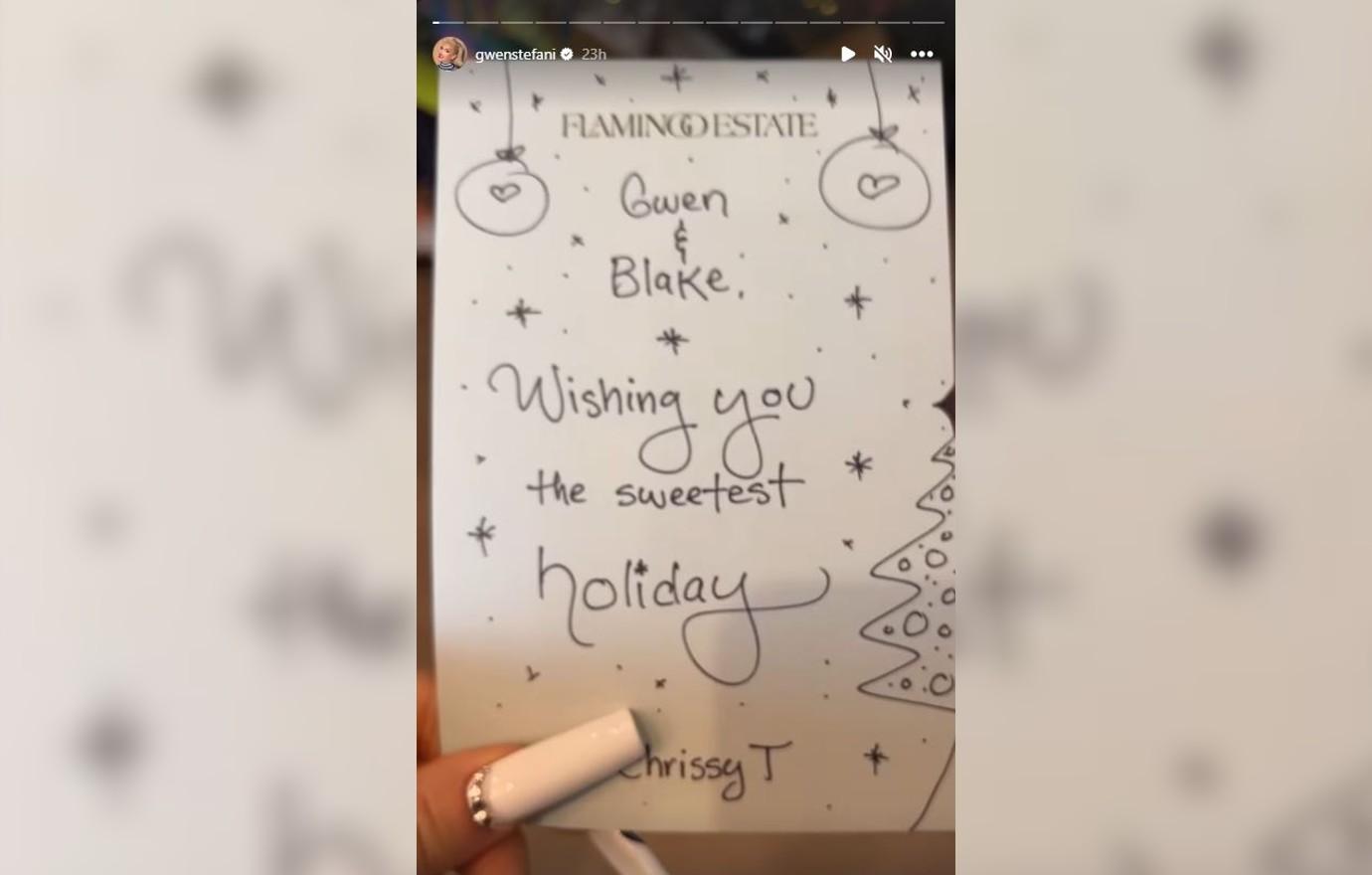 gwen stefani adorable christmas gift chrissy teigen