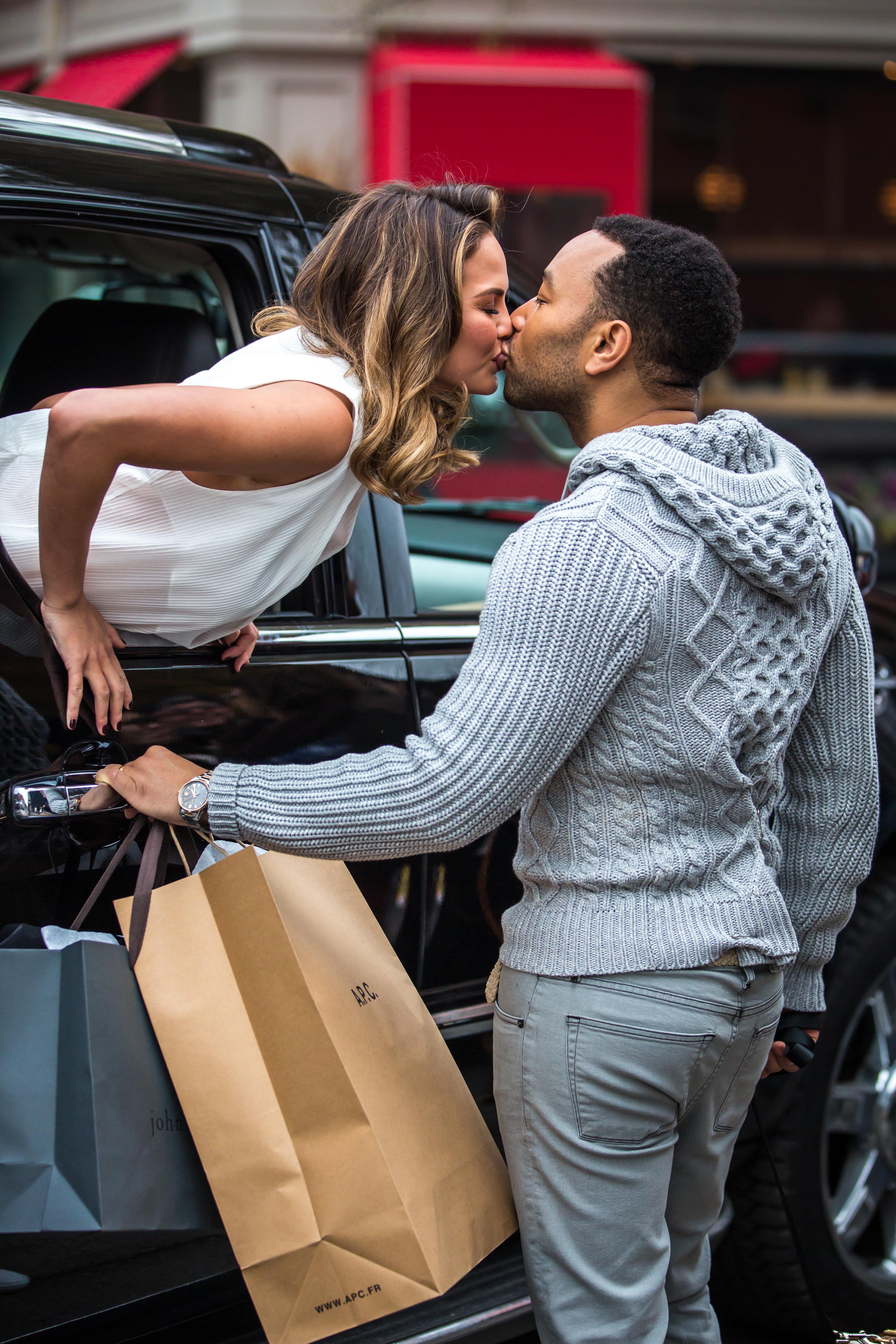 John Legend And Wife Chrissy Teigen Share Adorable Kiss At Photoshoot In New York City