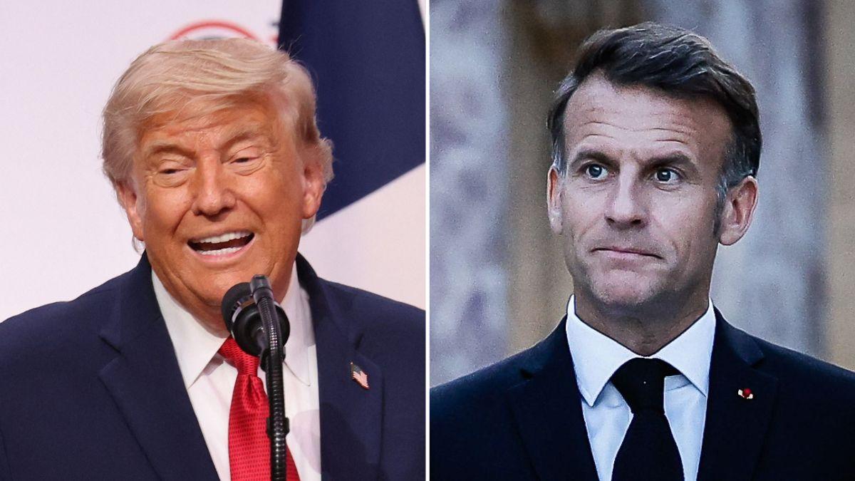 Photo of Donald Trump and Emmanuel Macron.