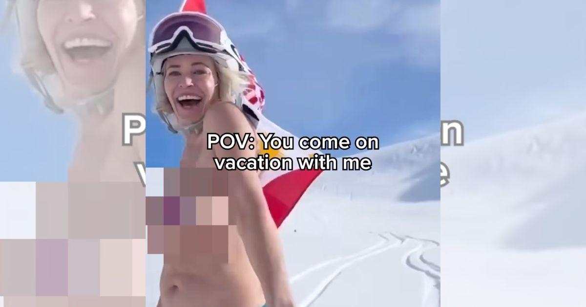 photo of The comedian shared a clip of herself skiing while topless