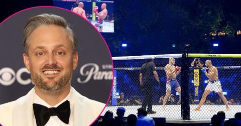 Composite photo of Nate Bargatze and the UFC fight at the White House.