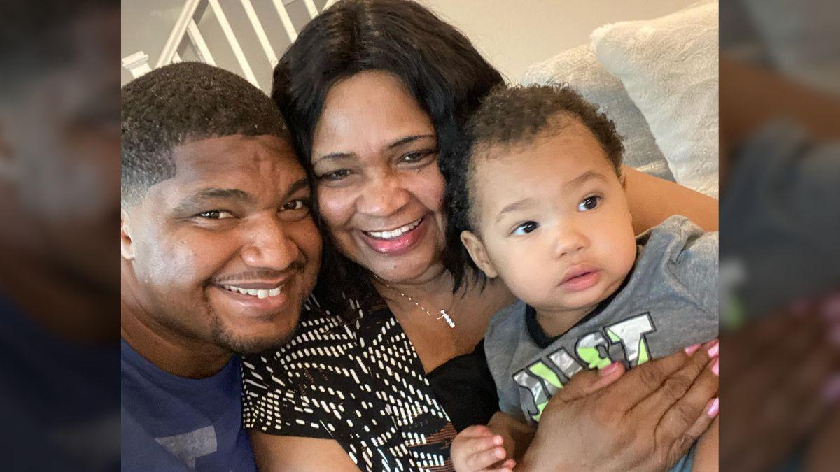 Photo of Calais Campbell shared a photo with his mother and son.