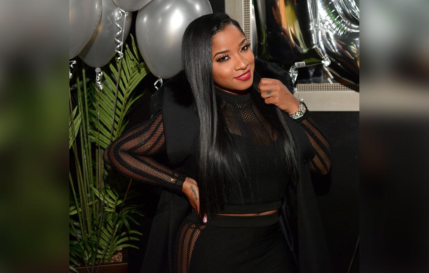 Toya Wright in mesh black dress