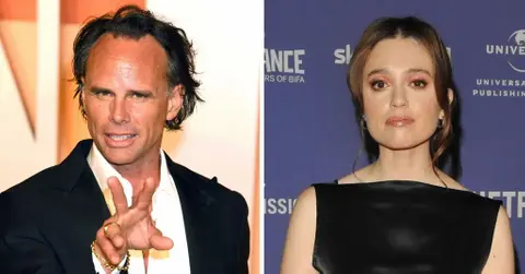 Composite photo of Walton Goggins and Aimee Lou Wood