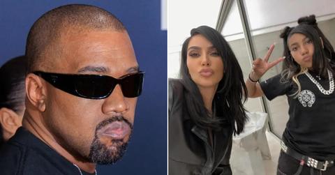 Photo of Kanye West; picture of Kim Kardashian and North West.