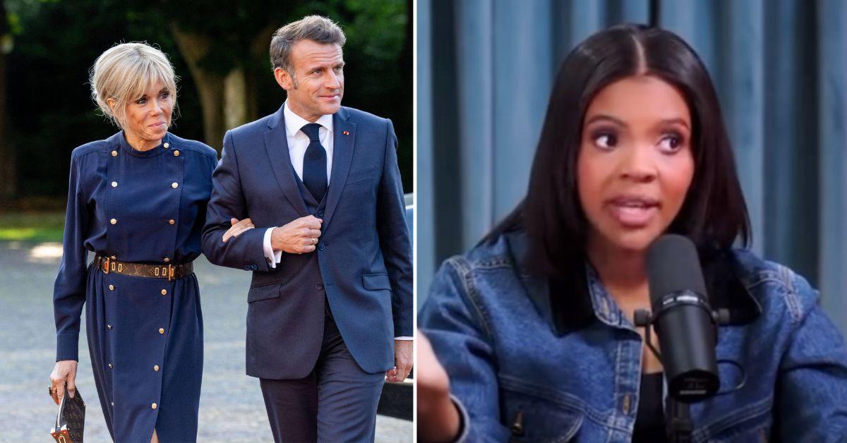 Composite photo of Brigitte Macron, Emmanuel Macron and Candace Owens