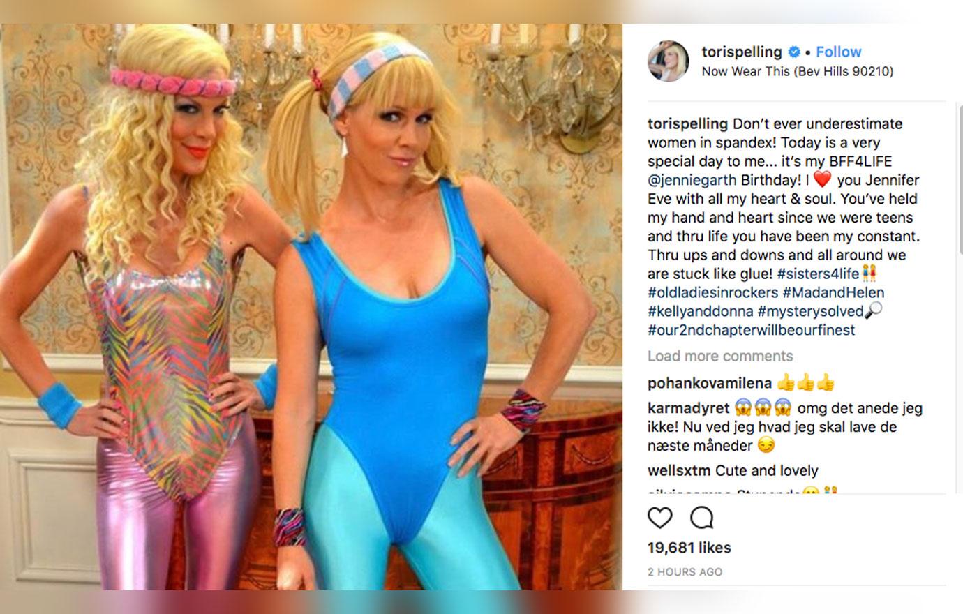 Tori spelling jennie garth spandex throwback pic 1