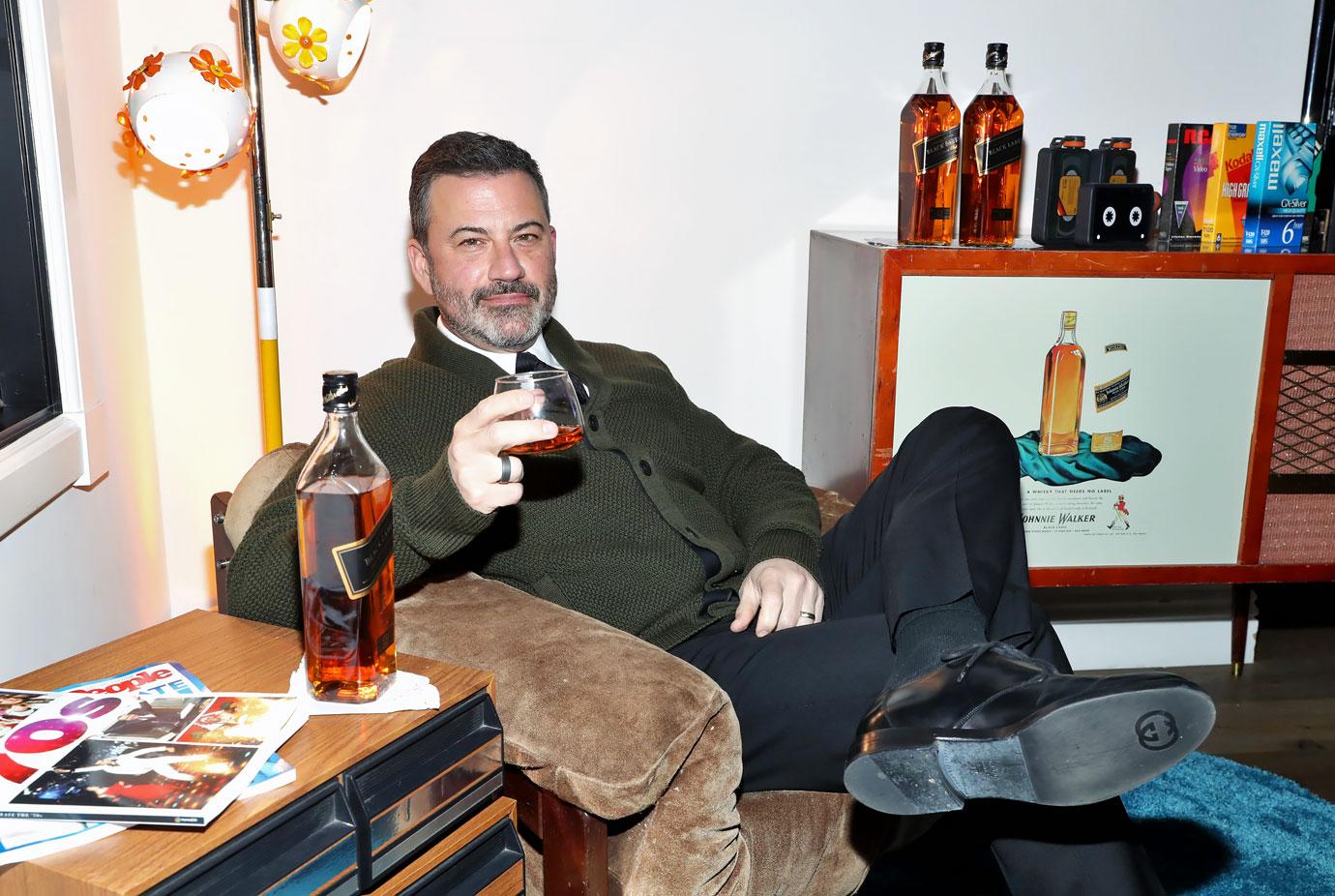 jimmy kimmel celebrates with johnnie walker