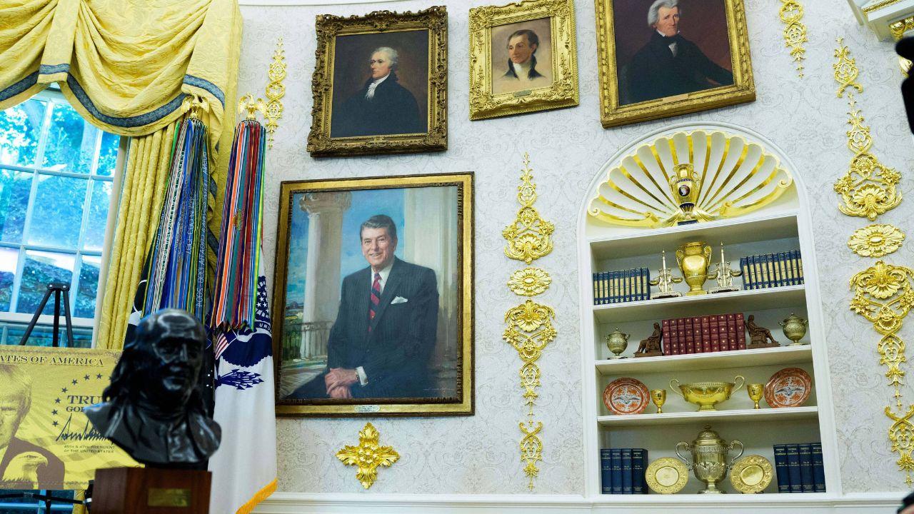 Image of Conan O’Brien’s remarks referenced Donald Trump’s gilded makeover of the White House and Oval Office.