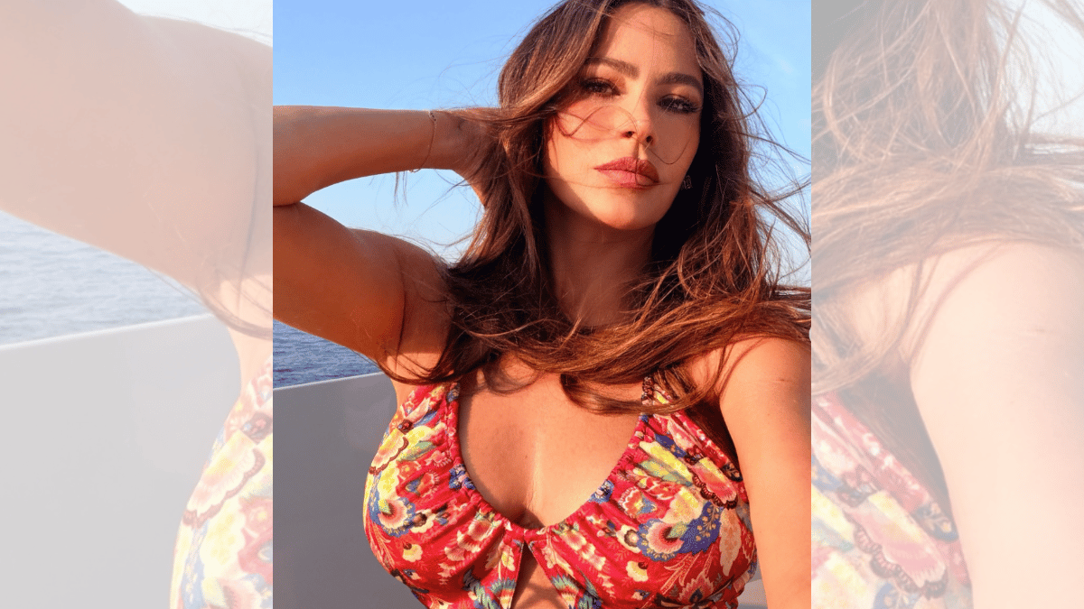 Image of Sofía Vergara showed off her cleavage in the selfies. 